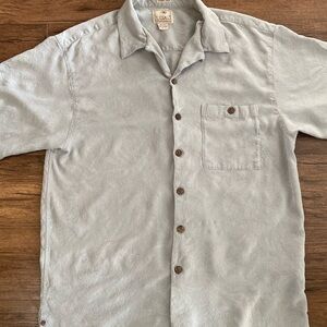 Luau 100% SILK hawaian Men's Light Gray Button Down Shirt